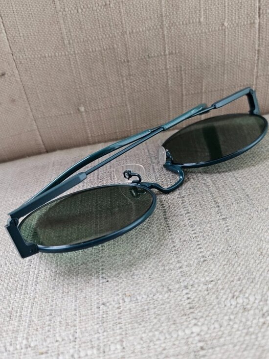 Fendi Women Sunglasses Green Tone Metal Frame Round Eyewear waves Made in Italy